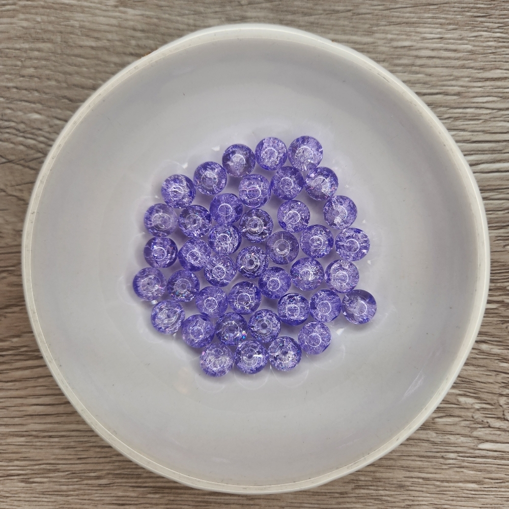 Purple Glass Beads 8mm Round 40 Bead Count #84